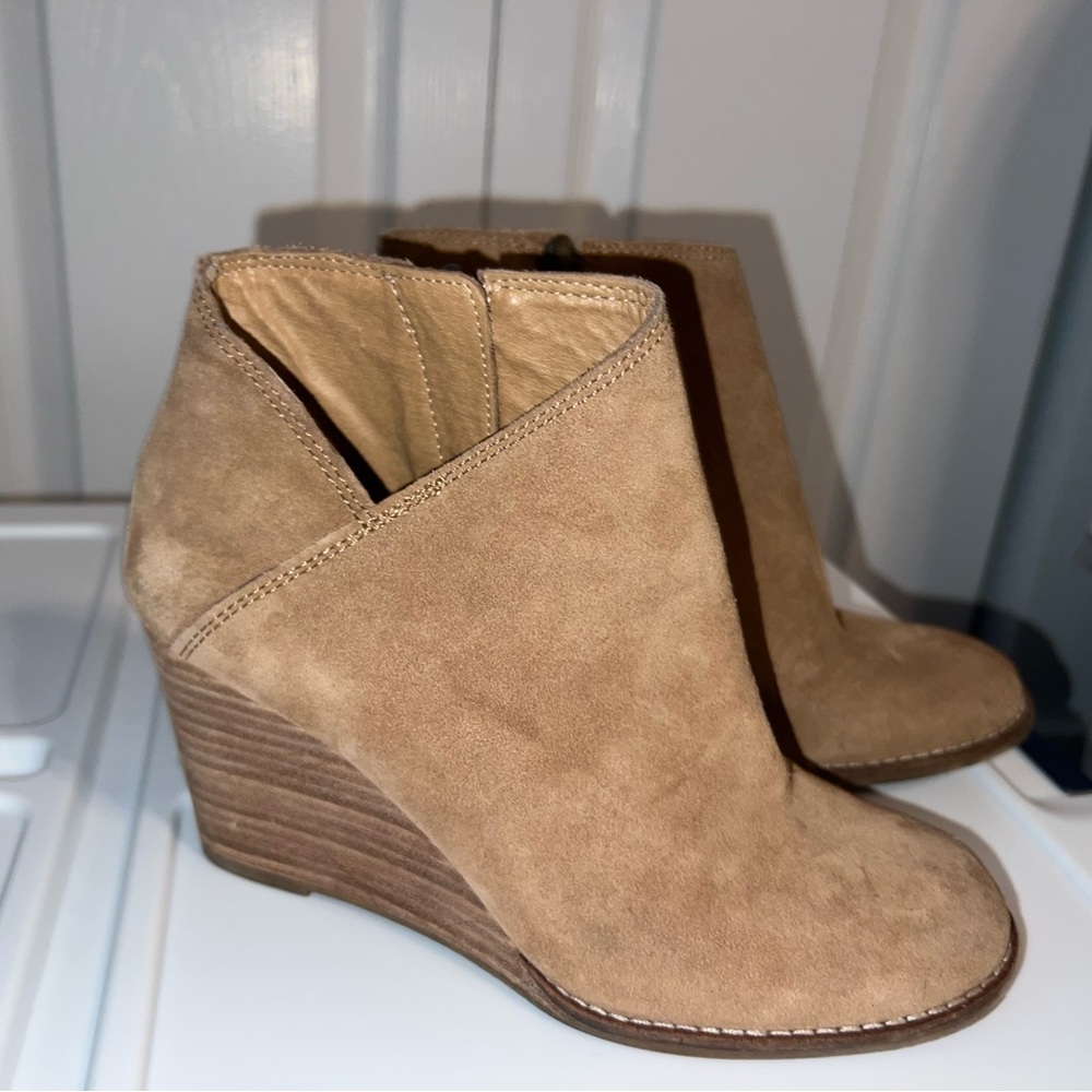 Lucky Brand - Suede Wedge Ankle Boots - size 6